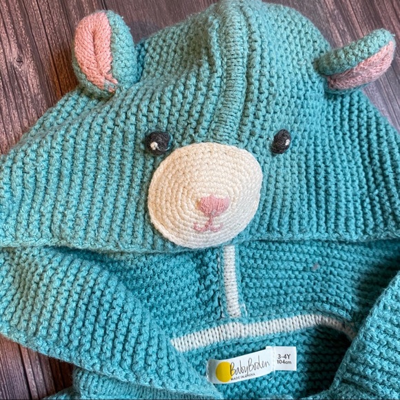 Mini Boden 3/4 girls critter sweater coat - Picture 3 of 8